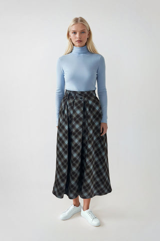 Skylar Skirt Plaid Blue Brown #8425BBP