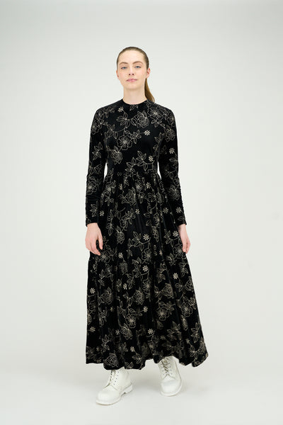 Martha Dress Flower Print in Velour #8461BF