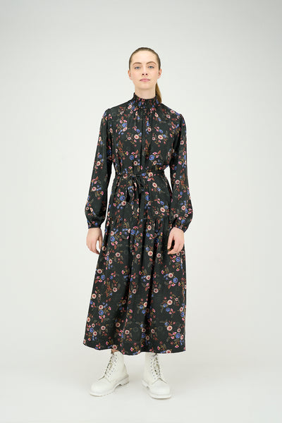 Taylor Dress Flower Print on Black #8112SF