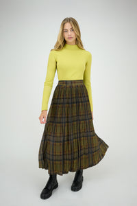 Pippa Skirt Plaid Brown Yellow #8617BY