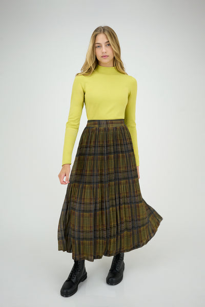 Pippa Skirt Plaid Brown Yellow #8617BY