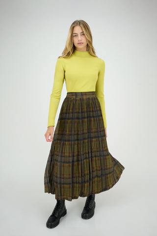 Pippa Skirt Plaid Brown Yellow #8617BY