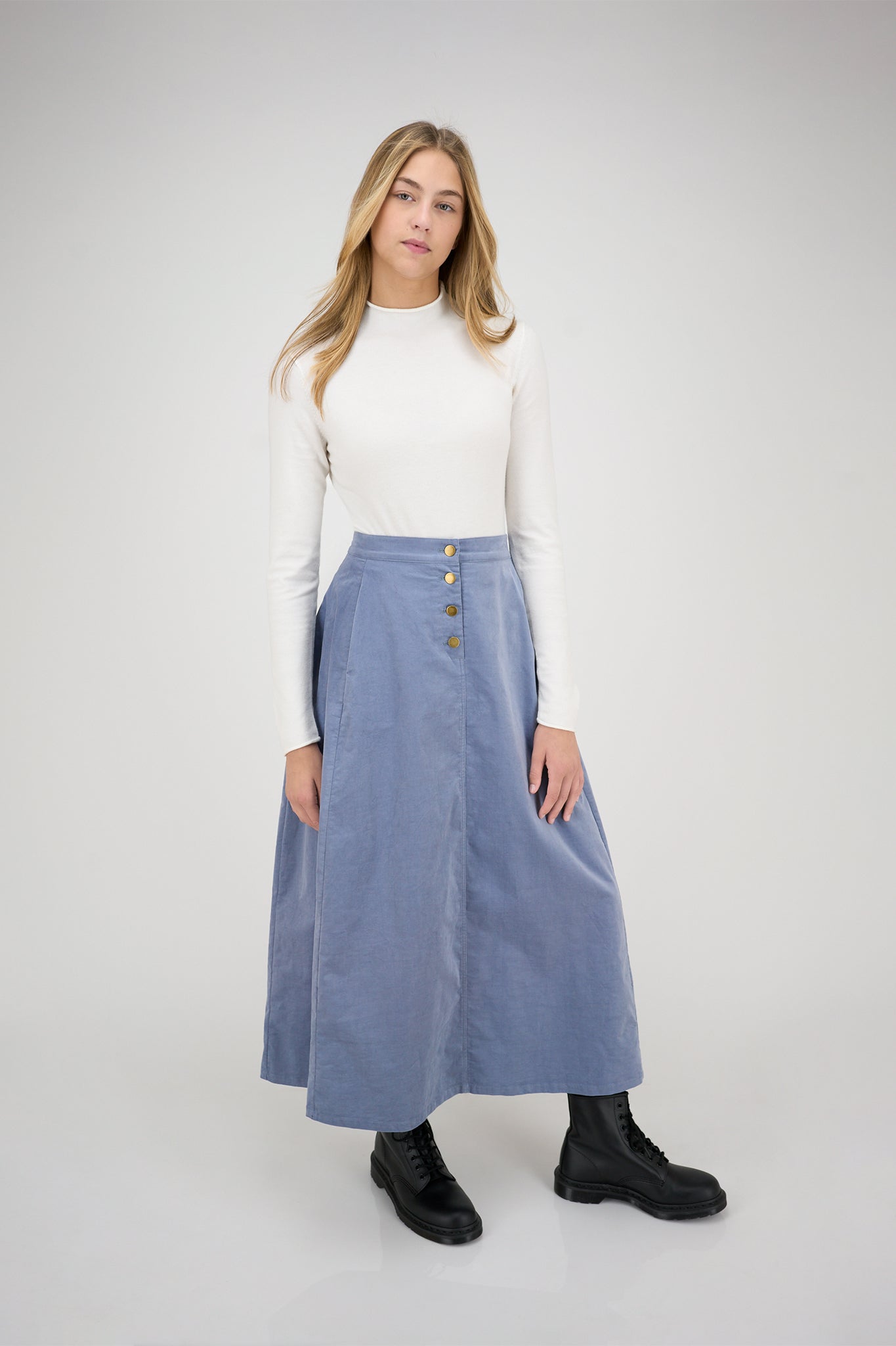 Selena Skirt in Blue Corduroy #1531CRB