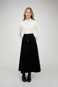 Selena Skirt in Black Corduroy #1531BL