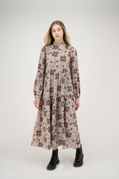 Alisa Dress Brown Flower #8896BP