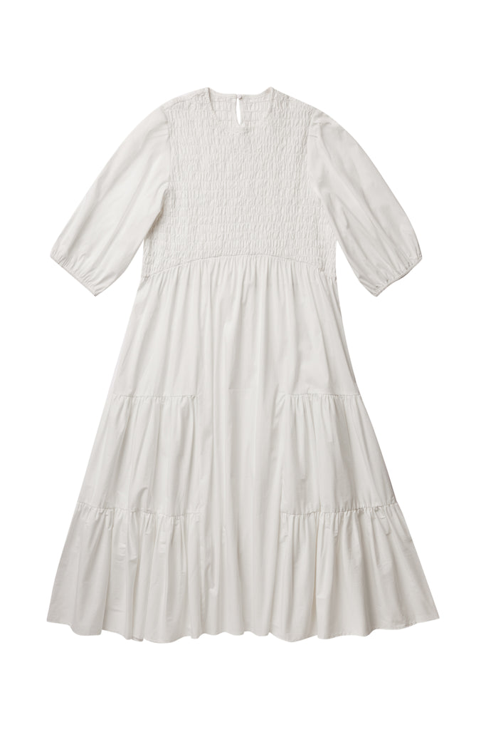 White Smocked Dress #1661 FINAL SALE – Zaikamoya
