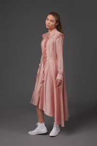 Pink Ruffle Shirt Dress #1524 FINAL SALE