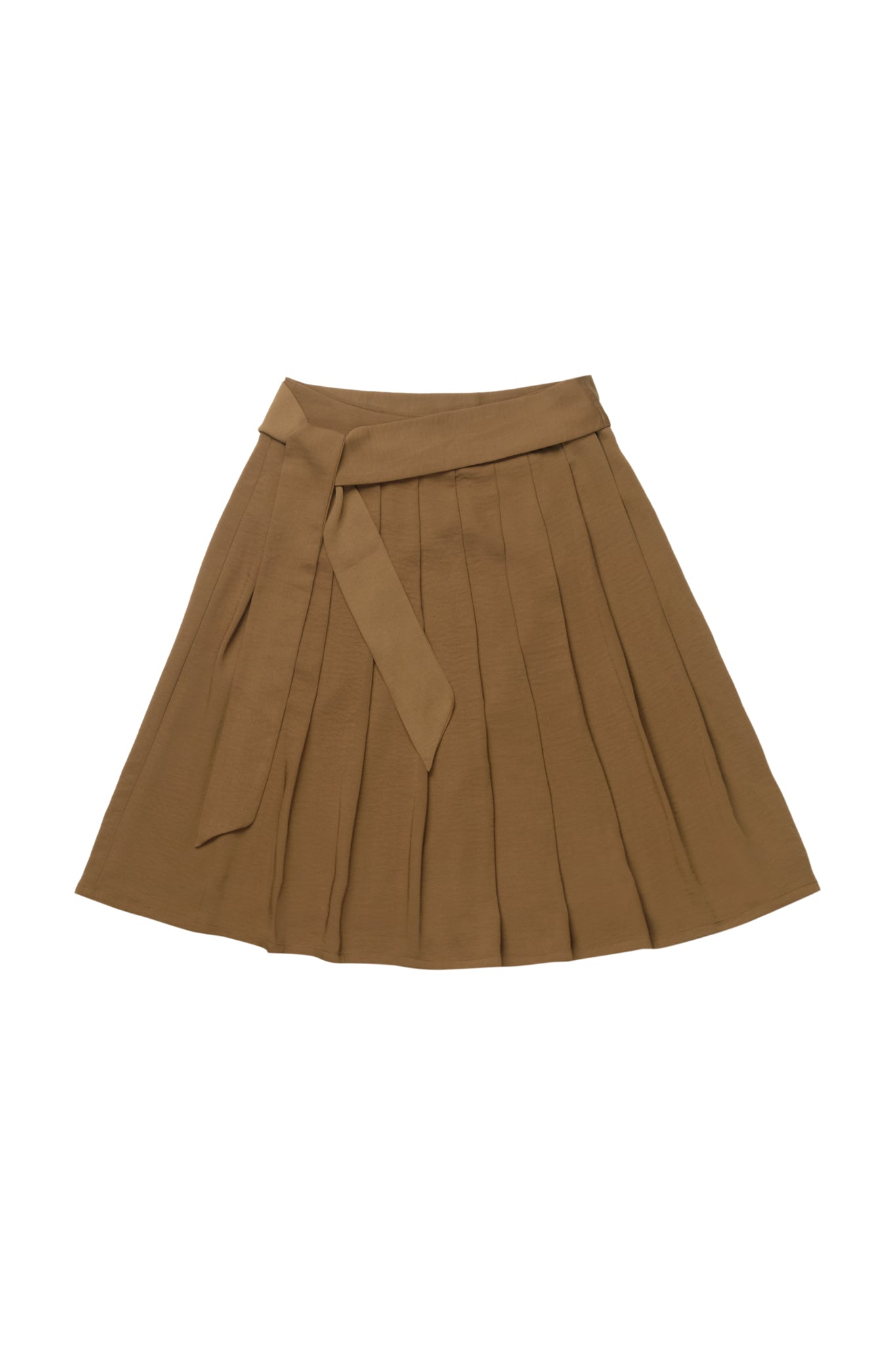 Brown Belted Pleated Skirt #4025