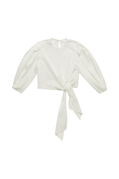 Side Tie White Blouse #1676 FINAL SALE