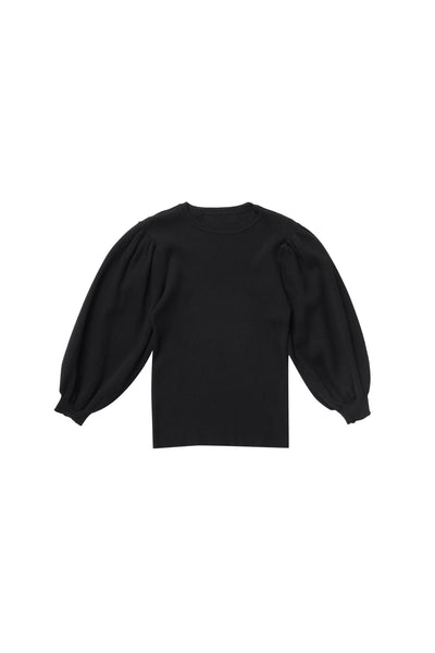 Black Puff Sleeves Sweater #7916