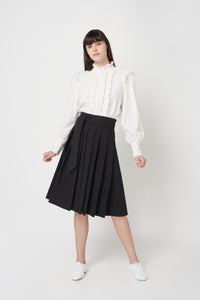 Black Belted Pleated Skirt #4025SS