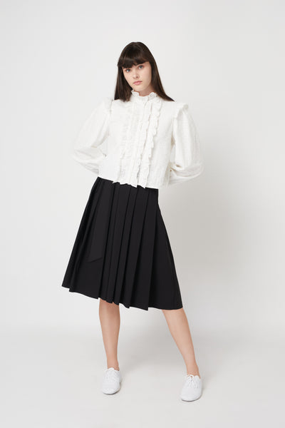 Black Belted Pleated Skirt #4025SS
