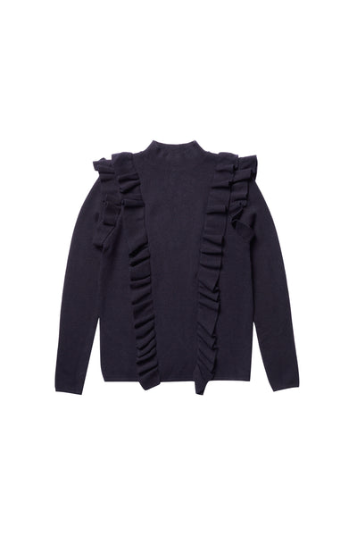 Double Ruffle Black Sweater #7166 FINAL SALE