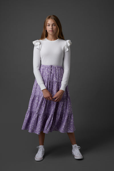 Olivia Skirt in Lilac Print #7933 FINAL SALE