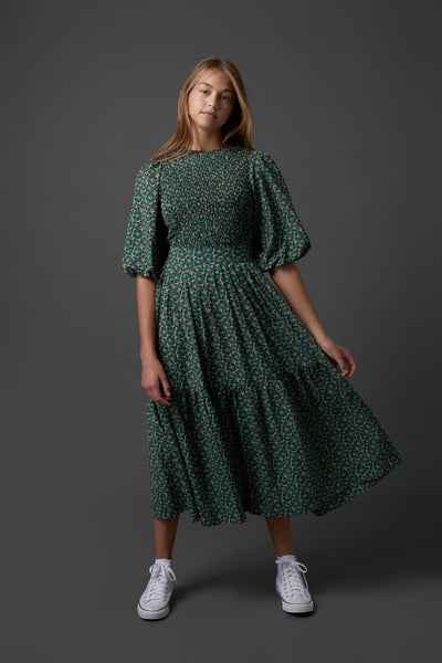 Isabella Skirt in Print on Green #7952 FINAL SALE