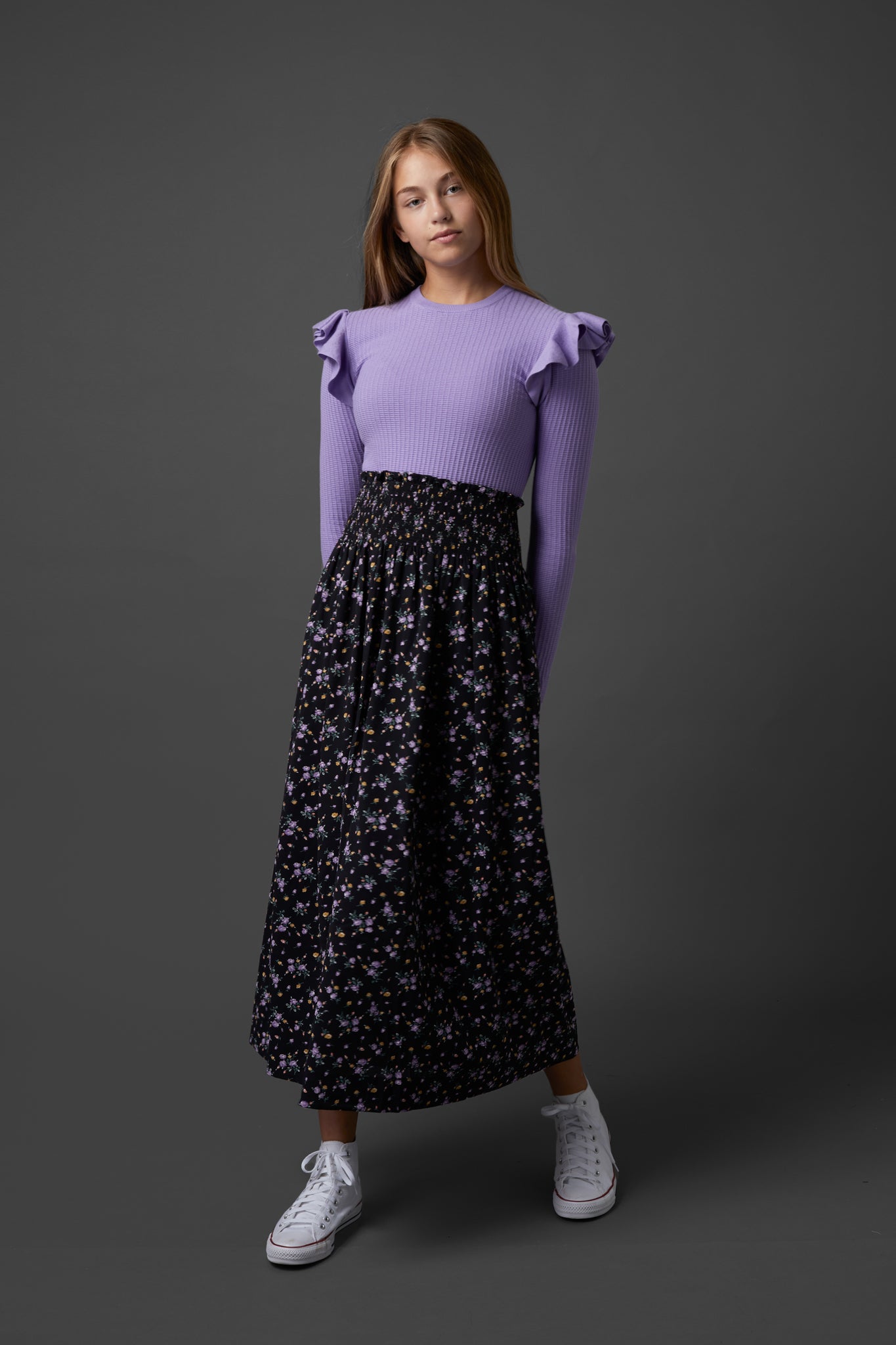 Emma Skirt in Flower Lilac Print #7930