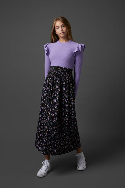 Emma Skirt in Flower Lilac Print #7930 FINAL SALE