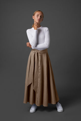 Maxi Skirt with Buttons in Front in Beige #1662 FINAL SALE