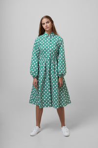 Daria Dress in Green Flower #7902