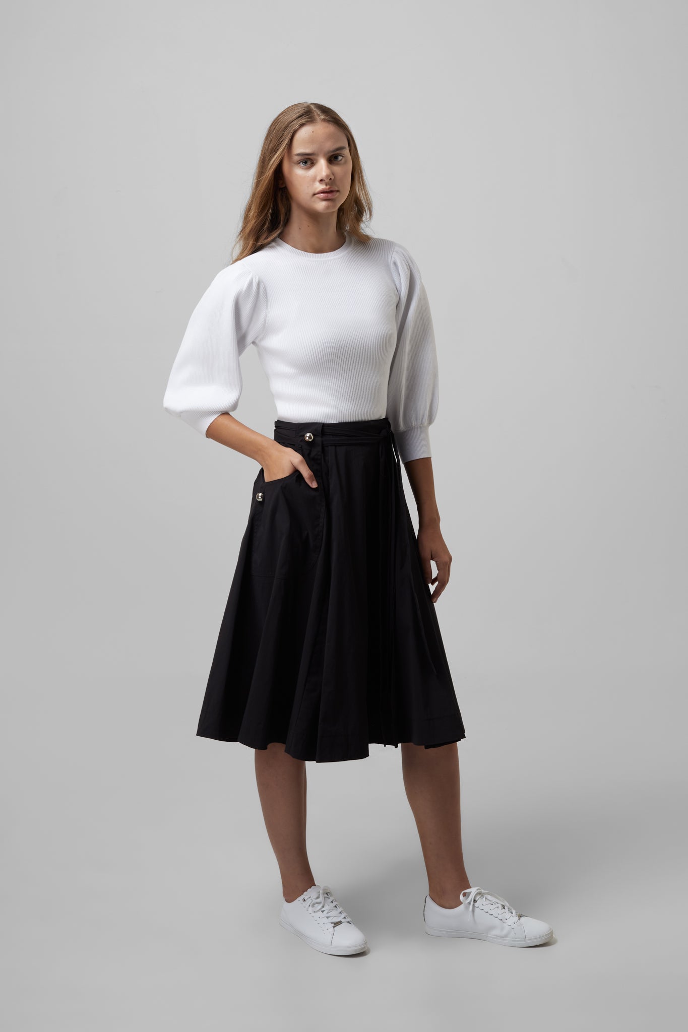 Black Skirt with Buttons #1660
