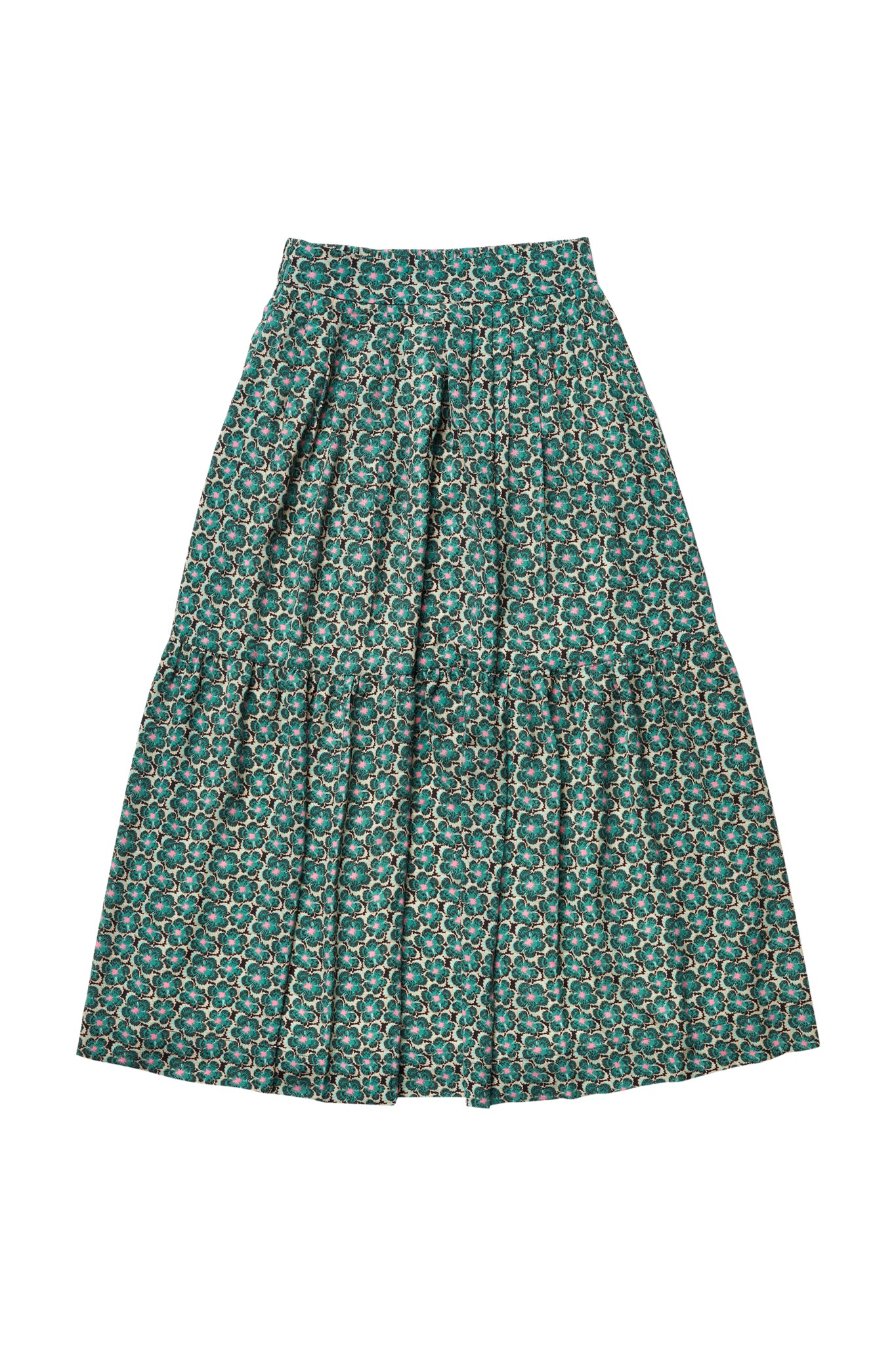 Isabella Skirt in Print on Green #7952