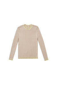 Beige Sweater with Yellow Lines #1681Z