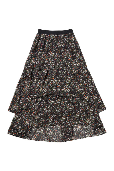 Layered Skirt in Print on Black #1633FOB