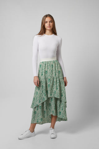 Layered Skirt in Green Flower Print #1633LGF