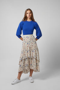 Layered Skirt in Royal Blue Flower #1633LBF FINAL SALE