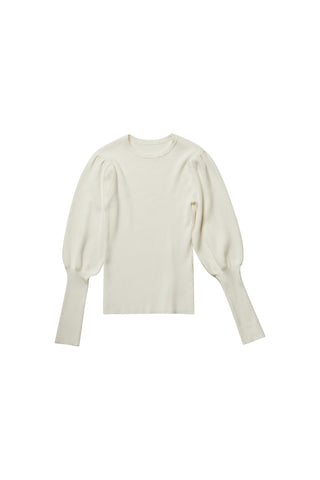 Ivory Puff Sleeves Sweater EOE FINAL SALE 7107