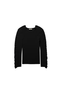 Black Ruffle Sleeves Sweater