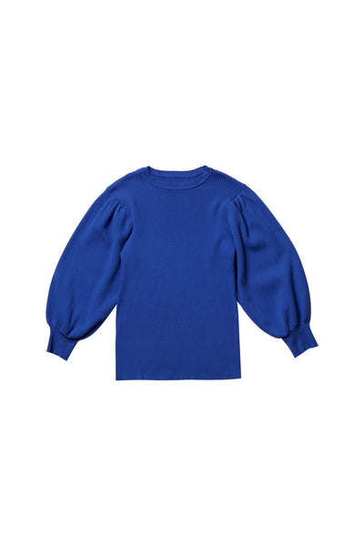 Royal Blue Puff Sleeves Sweater #7916